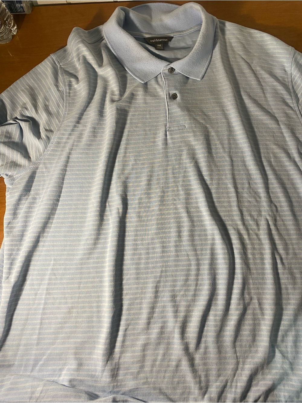croft & barrow Light Blue and White Thin-Striped Men's Polo